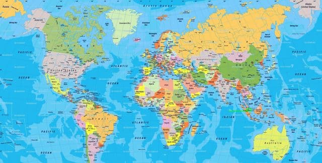 Ligging van Singapore op de wereldkaart