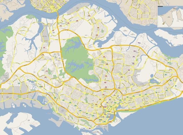 Wegenkaart van Singapore
