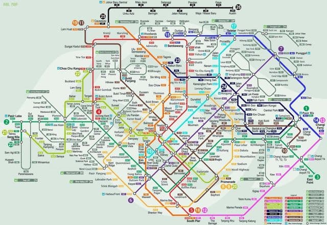 Kaart van Singaporese stations