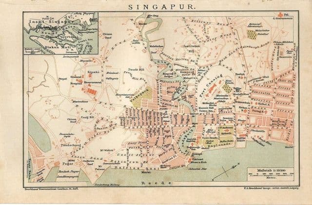 Antieke kaart van Singapore